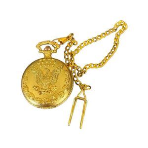 American Eagle Gold Tone Pocket Watch Japan Movement Needs Battery